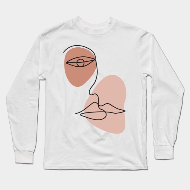 Abstract one line face Long Sleeve T-Shirt by foxeyedaisy